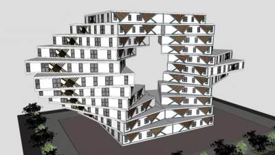 异形建筑楼房SU模型下载_sketchup草图大师SKP模型