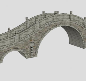 龙门石桥中式桥梁SU模型下载_sketchup草图大师SKP模型