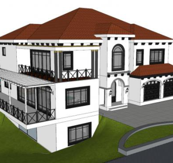 欧式山地别墅建筑sketchup模型下载_sketchup草图大师SKP模型