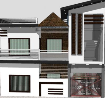 现代独栋别墅住宅二层建筑SU模型下载_sketchup草图大师SKP模型