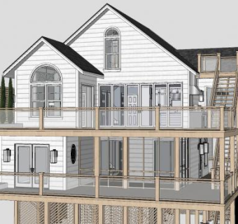 美式木房屋别墅住宅SU模型下载_sketchup草图大师SKP模型