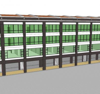 带门面的写字楼建筑SU模型下载_sketchup草图大师SKP模型