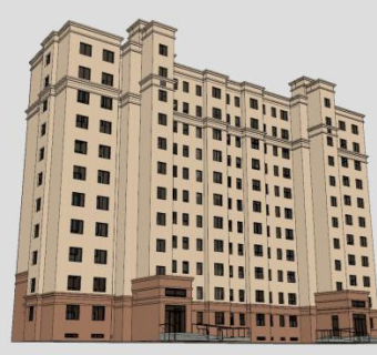 欧式公寓单元楼住宅建筑SU模型下载_sketchup草图大师SKP模型