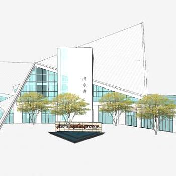 现代售楼部建筑SU模型下载_sketchup草图大师SKP模型