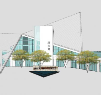 现代售楼部建筑SU模型下载_sketchup草图大师SKP模型
