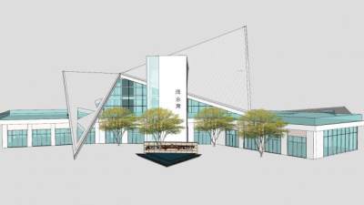 现代售楼部建筑SU模型下载_sketchup草图大师SKP模型