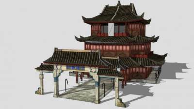 古建筑滕王阁SU模型下载_sketchup草图大师SKP模型