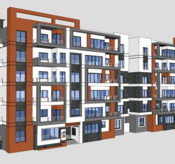 公寓住宅宿舍楼单元楼房建筑SU模型下载_sketchup草图大师SKP模型