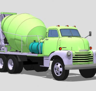 老式的水泥搅拌车SU模型_su模型下载 草图大师模型_SKP模型