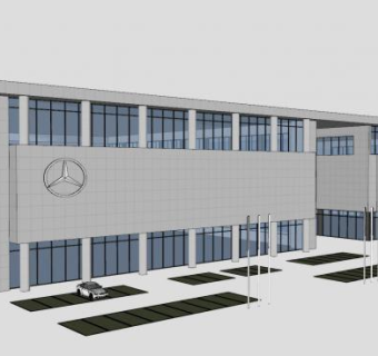 4S店汽贸园SU模型下载_sketchup草图大师SKP模型