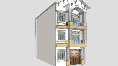 独栋住宅立面SU模型下载_sketchup草图大师SKP模型