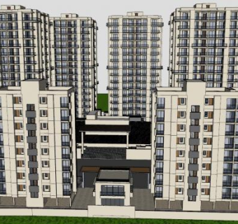 小山地公寓住宅建筑SU模型下载_sketchup草图大师SKP模型