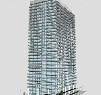 玻璃幕墙公寓住宅建筑大楼SU模型下载_sketchup草图大师SKP模型