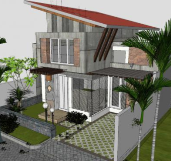 现代科幻别墅建筑SU模型下载_sketchup草图大师SKP模型