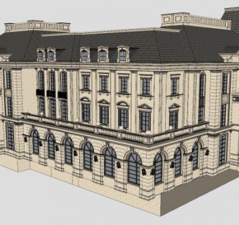 欧式风建筑会所SU模型下载_sketchup草图大师SKP模型