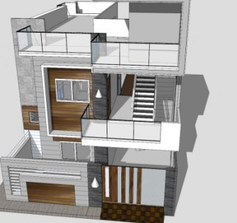 秘书家的别墅建筑楼房SU模型下载_sketchup草图大师SKP模型