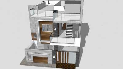 秘书家的别墅建筑楼房SU模型下载_sketchup草图大师SKP模型