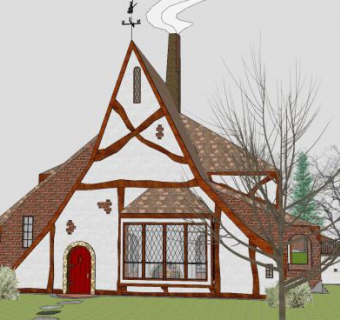 北欧山坳村乡村住宅别墅建筑SU模型下载_sketchup草图大师SKP模型