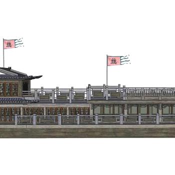 中式船舫建筑SU模型下载_sketchup草图大师SKP模型