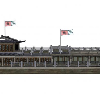 中式船舫建筑SU模型下载_sketchup草图大师SKP模型