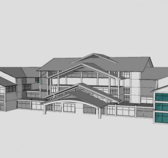 现代古典风格酒店建筑SU模型下载_sketchup草图大师SKP模型