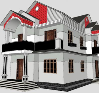欧式乡村别墅建筑SU模型下载_sketchup草图大师SKP模型