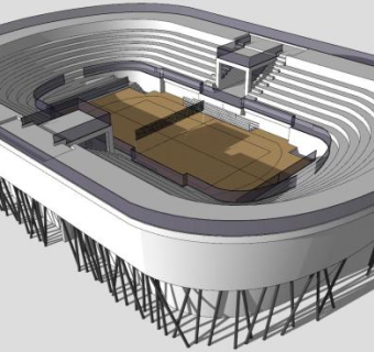 比赛运动场中心建筑SU模型下载_sketchup草图大师SKP模型