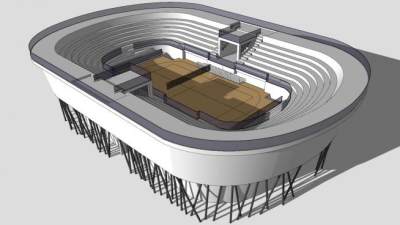 比赛运动场中心建筑SU模型下载_sketchup草图大师SKP模型