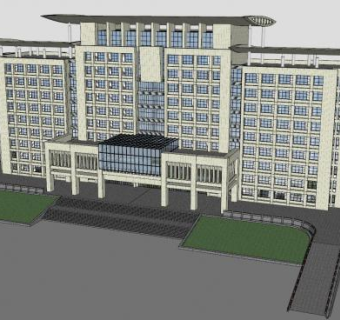 行政单位办公大楼建筑SU模型下载_sketchup草图大师SKP模型