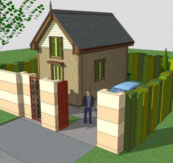 两层小木屋住宅房屋SU模型下载_sketchup草图大师SKP模型