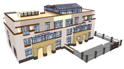 阳光房楼房建筑SU模型下载_sketchup草图大师SKP模型