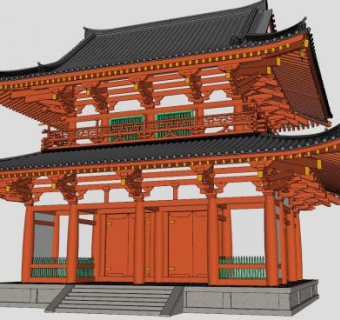中式古建筑阁楼SU模型下载_sketchup草图大师SKP模型