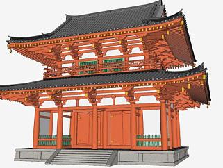 中式古建筑阁楼SU模型下载_sketchup草图大师SKP模型