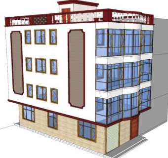 小旅馆酒店招待所建筑SU模型下载_sketchup草图大师SKP模型