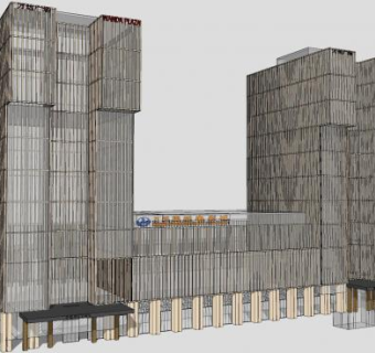 万达广场电影城建筑SU模型下载_sketchup草图大师SKP模型