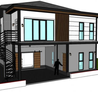 欧式二层住宅别墅房子SU模型下载_sketchup草图大师SKP模型