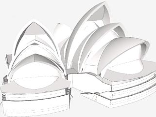 悉尼歌剧院外观建筑SU模型下载_sketchup草图大师SKP模型