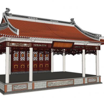 古建舞台戏台SU模型下载_sketchup草图大师SKP模型
