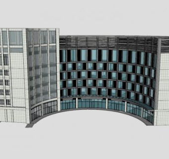 弧形办公楼建筑SU模型下载_sketchup草图大师SKP模型