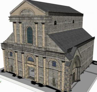西方教会堂建筑SU模型下载_sketchup草图大师SKP模型