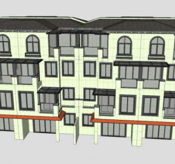 欧式风别墅建筑SU模型下载_sketchup草图大师SKP模型