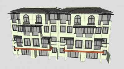 欧式风别墅建筑SU模型下载_sketchup草图大师SKP模型