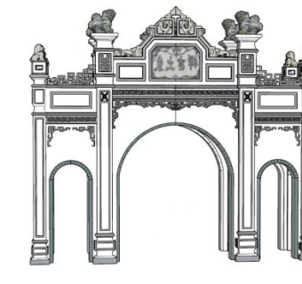 中式门楼SU模型下载_sketchup草图大师SKP模型