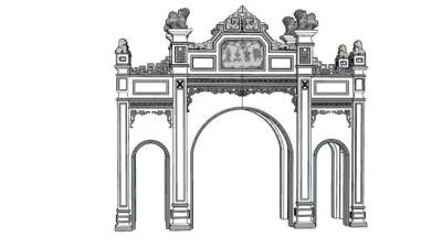 中式门楼SU模型下载_sketchup草图大师SKP模型