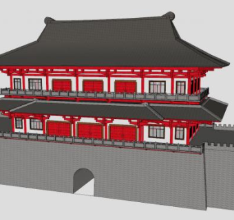 古建筑城门城楼SU模型下载_sketchup草图大师SKP模型