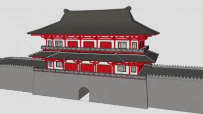 古建筑城门城楼SU模型下载_sketchup草图大师SKP模型