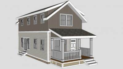 美式二层别墅住宅SU模型下载_sketchup草图大师SKP模型