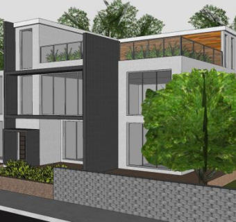 现代空房别墅建筑SU模型下载_sketchup草图大师SKP模型