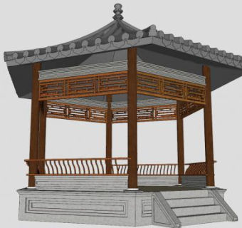 中式古建凉亭六角亭SU模型下载_sketchup草图大师SKP模型