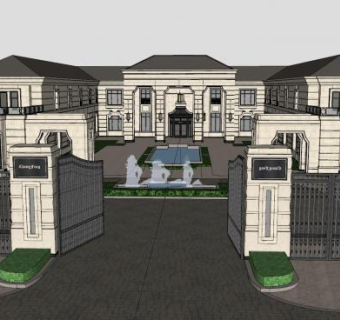 欧式风格会所建筑设计SU模型下载_sketchup草图大师SKP模型